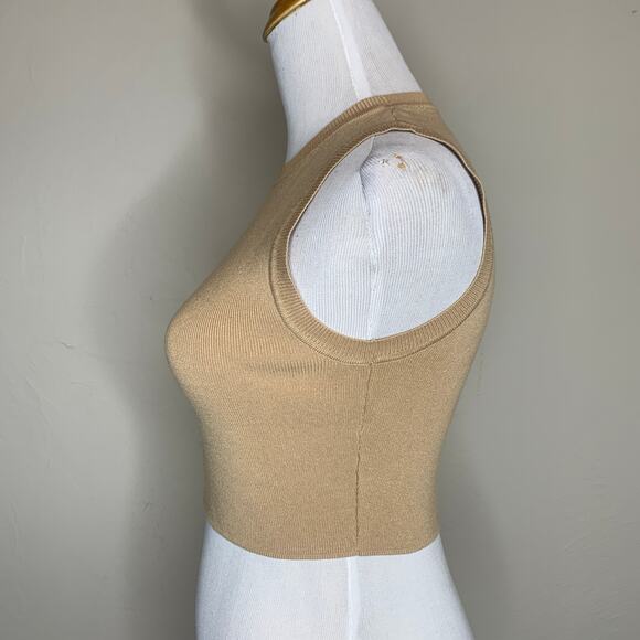 Zara Tan Sweater Vest Crop Top Shell Sz Small - Picture 3 of 8